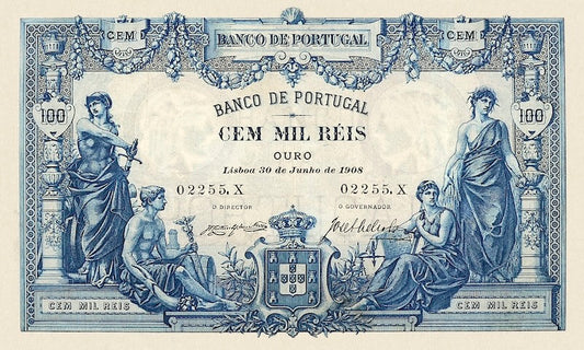 Banco de Portugal banknotes, 100 Mil Reis, 1893, Pick P-78, UNC