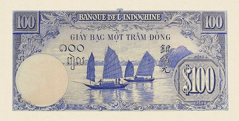 French Indo-China banknotes, Banque de l'Indochine,  100 Piastres, 1945, Pick P-79, UNC