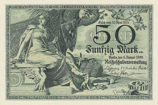 Germany banknote, Rentenbankschein, 50 Mark, 1899, Pick P-7, UNC