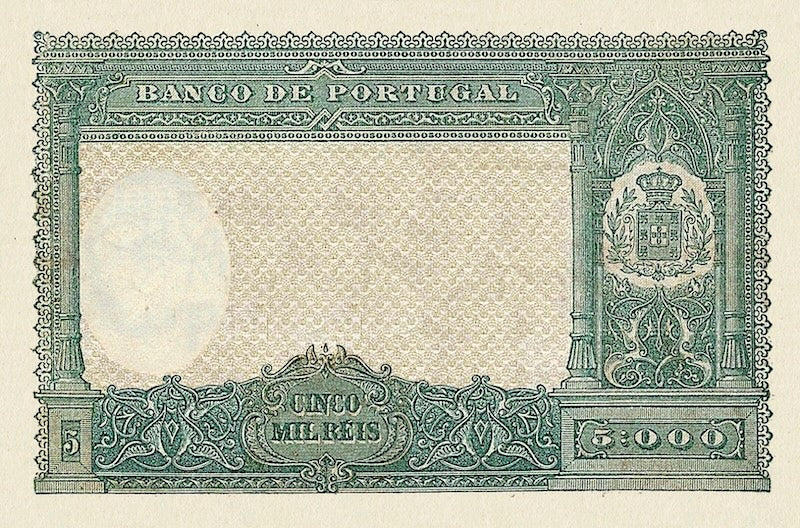 Banco de Portugal banknotes, 5 Mil Reis, 1898, Pick P-80, UNC