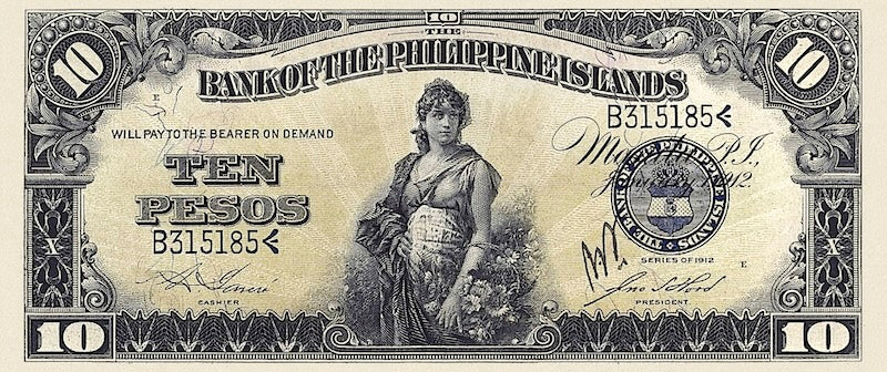 Philippine Islands banknote, 10 Pesos, 1912, Pick P-8, UNC