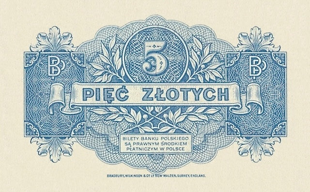 Poland banknotes, Bank Polski, 5 Zlotych, 1939, Pick P-81, UNC