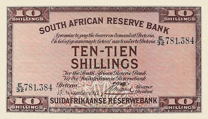 South Africa banknotes, 10 shillings, 1928, Pick P-82, UNC