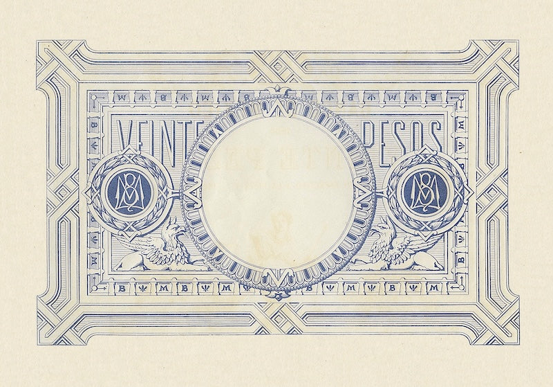 Mexico banknote, Empire of Maximilian, Banco de Mexico, 20 Pesos, Year 1866, Pick P-8, UNC