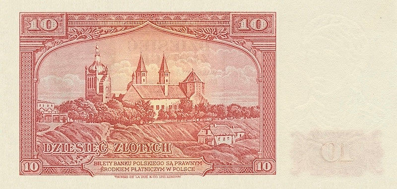 Poland banknotes, Bank Polski, 10 Zlotych, 1939, Pick P-82, UNC