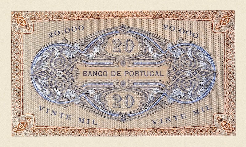 Banco de Portugal banknotes, 20 Mil Reis, 1898, Pick P-82, UNC