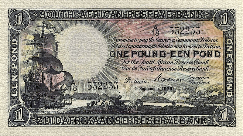 South Africa banknotes, 1 Pound, 1928, Pick P-83, UNC