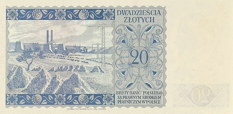 Poland banknotes, Bank Polski, 20 Zlotych, 1939, Pick P-83, UNC