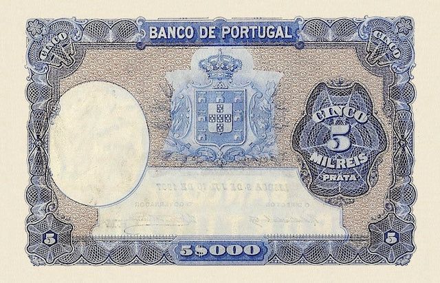 Banco de Portugal banknote, 5 Mil Reis, 1903, Pick P-83, UNC