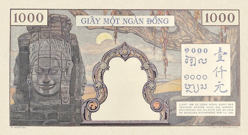French Indo-China banknotes, Banque de l'Indochine, 1000 Piastres, 1947, Pick P-84, UNC