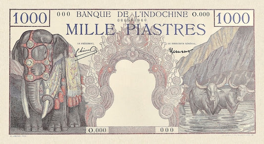 French Indo-China banknotes, Banque de l'Indochine, 1000 Piastres, 1947, Pick P-84, UNC
