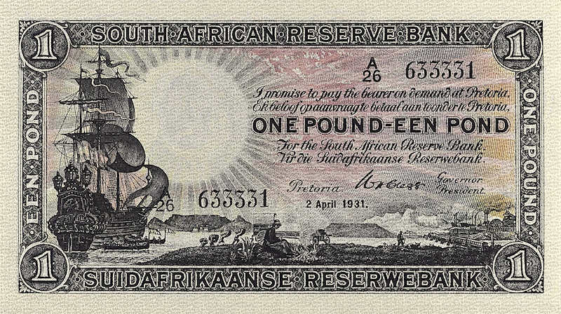 South Africa banknotes, 1 Pound, 1928, Pick P-84, UNC