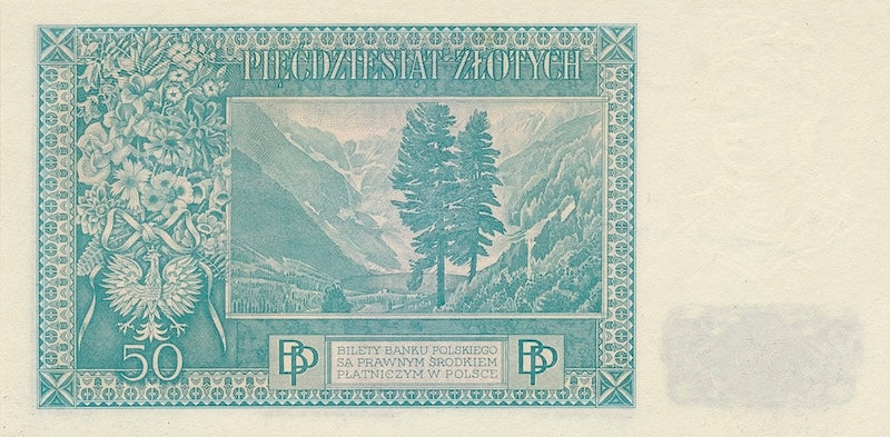 Poland banknotes, Bank Polski, 50 Zlotych, 1939, Pick P-84, UNC