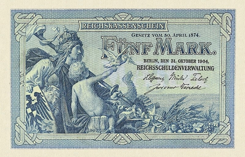 Germany banknote, Rentenbankschein, 5 Mark, 1899, Pick P-8, UNC