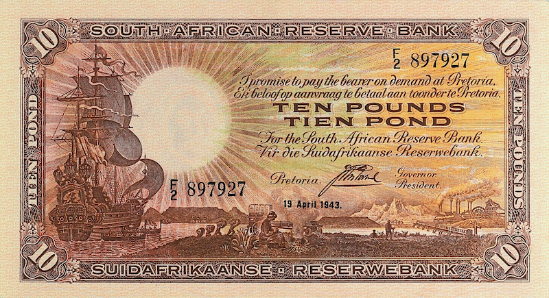 South Africa banknotes, 10 Pounds, 1928, Pick P-87, UNC