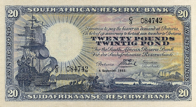 South Africa banknotes, 20 Pounds, 1928, Pick P-88, UNC