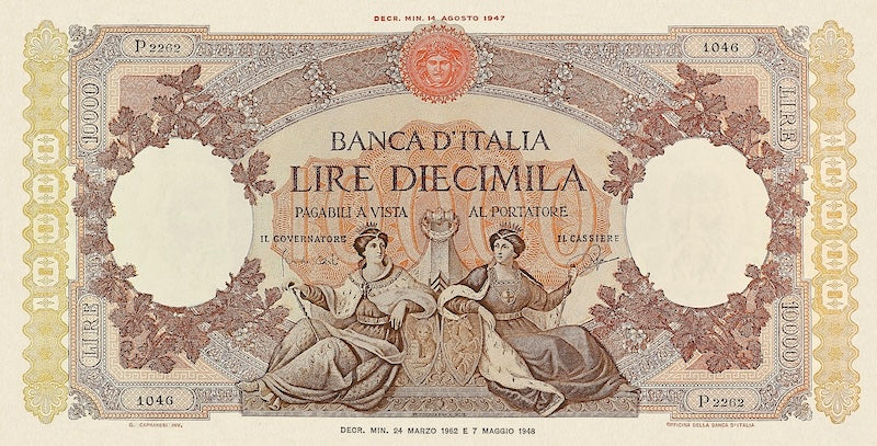 Italy banknote, Banca D'Italia Medusa Seal, 10000 Lire, 1950, Pick P-89, UNC