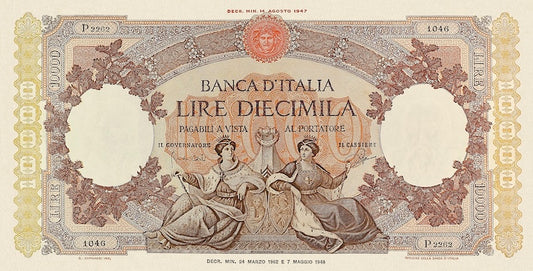 Italy banknote, Banca D'Italia Medusa Seal, 10000 Lire, 1950, Pick P-89, UNC