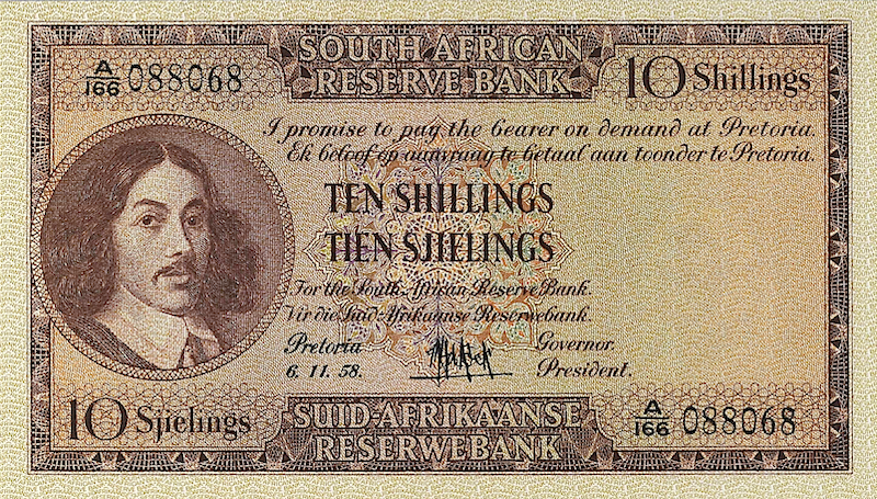 South Africa banknotes, 10 shillings, Year 1948, Pick P-90, UNC