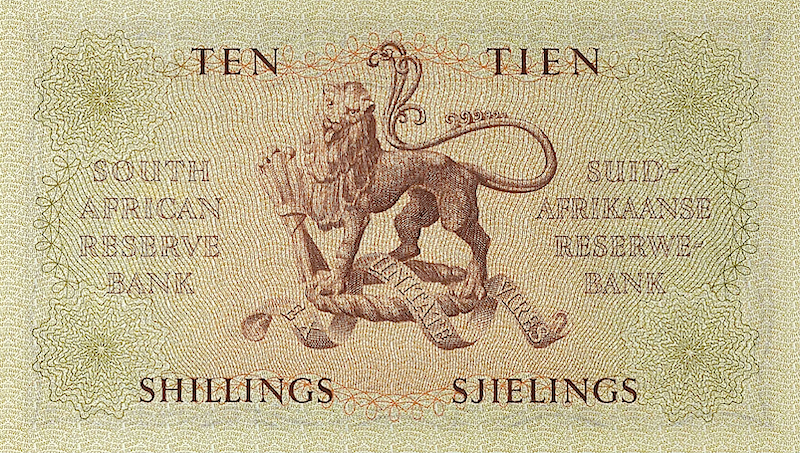 South Africa banknotes, 10 shillings, Year 1948, Pick P-91, UNC