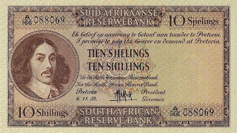 South Africa banknotes, 10 shillings, Year 1948, Pick P-91, UNC