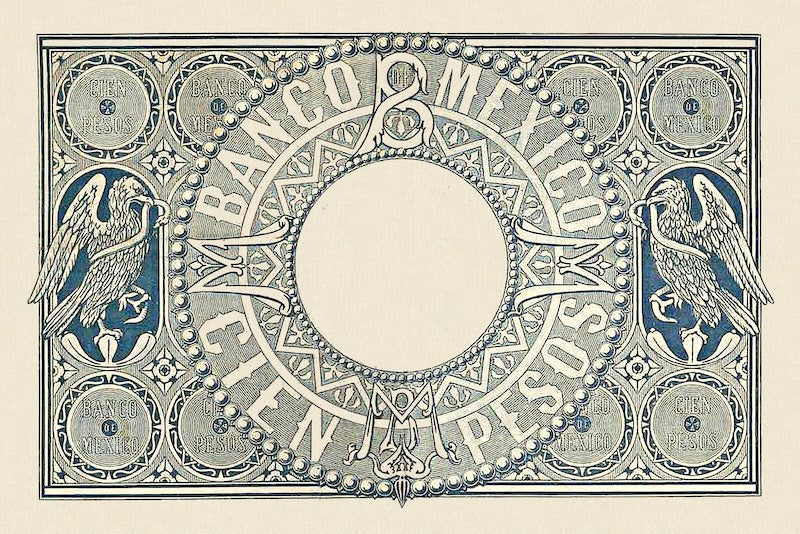 Mexico banknote, Empire of Maximilian, Banco de Mexico, 100 Pesos, Year 1866, Pick P-9, UNC