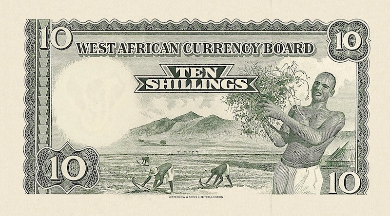 British West Africa banknotes, 10 Shillings, 1953, Pick P-9, UNC