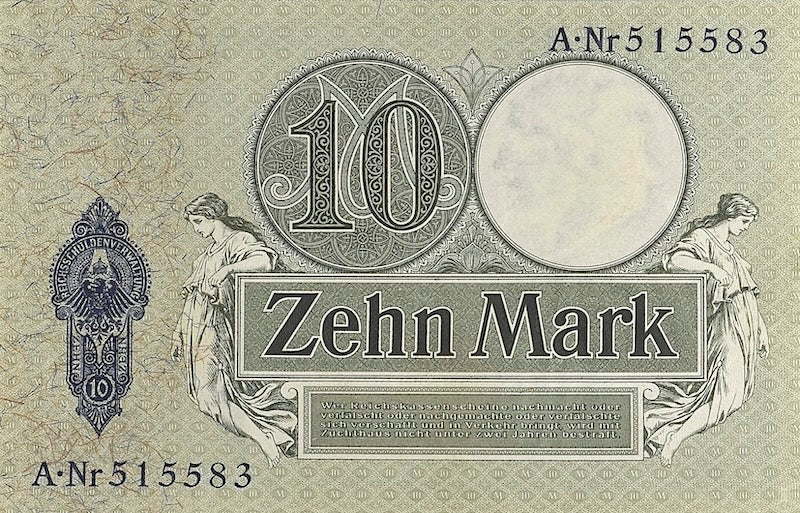 Germany banknote, Rentenbankschein, 10 Mark, 1899, Pick P-9, UNC