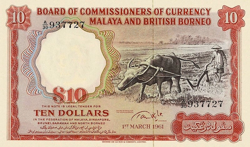 Malaya & British Borneo banknotes, Elizabeth II (QEII), $10 Dollars, 1959, Pick P-9, UNC