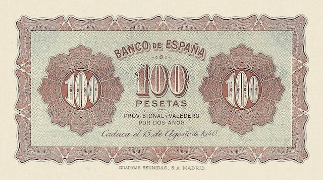 Spain banknotes, Barcelona Republican Issues, 100 Pesetas, 1938, Pick P-91, UNC