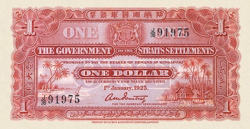Straits Settlements banknotes, George V, $1 Dollar, 1916, Pick P-9, UNC