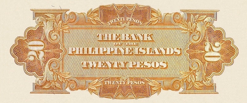 Philippine Islands banknote, 20 Pesos, 1912, Pick P-9, UNC