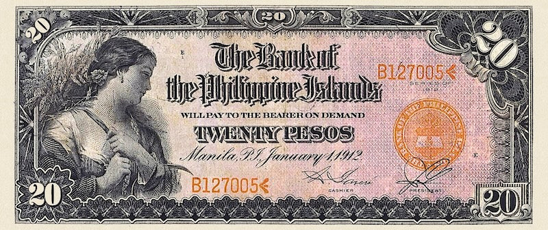 Philippine Islands banknote, 20 Pesos, 1912, Pick P-9, UNC