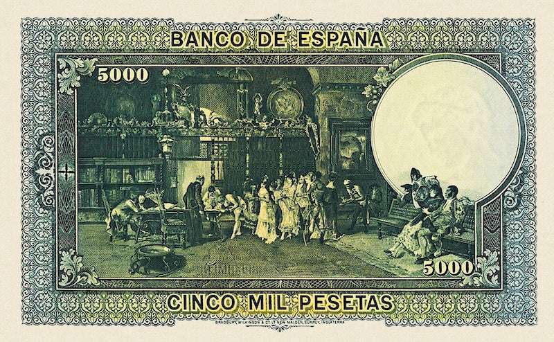 Spain banknotes, Barcelona Republican Issues, 5000 Pesetas, 1938, Pick P-92, UNC