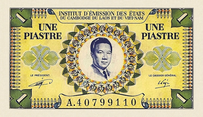 French Indochina banknotes, Vietnam, Viện Phát hành, 1 Piastre, 1953, Pick P-104, UNC