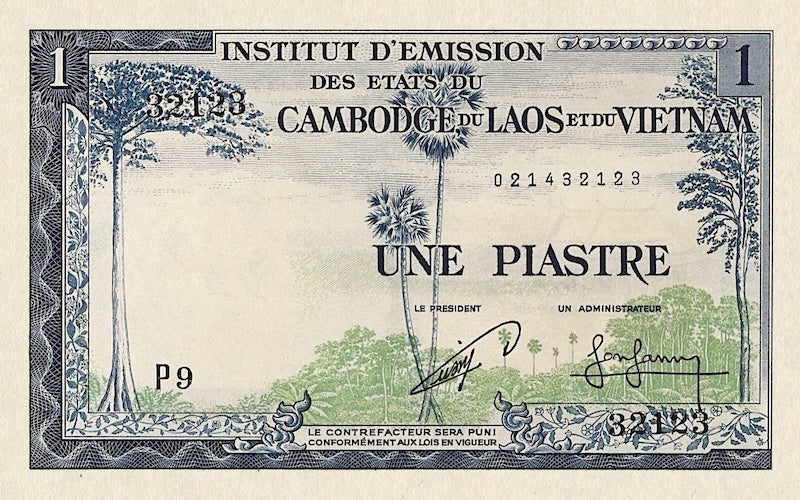 French Indo-China banknotes, Cambodia Issue, 1 Piastre, 1953, Pick 94, UNC
