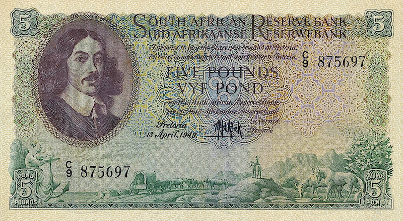 South Africa banknotes, 5 Pounds, Year 1948, Pick P-94, UNC