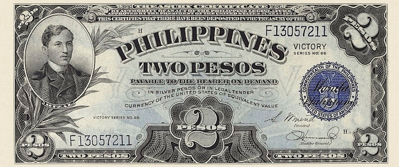 Philippines banknote, United States Treasury Certificate, Victory Issue, 2 Pesos, 1944, Pick P-95, UNC