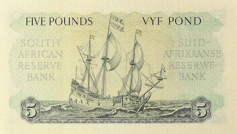 South Africa banknotes, 5 Pounds, Year 1948, Pick P-96, UNC