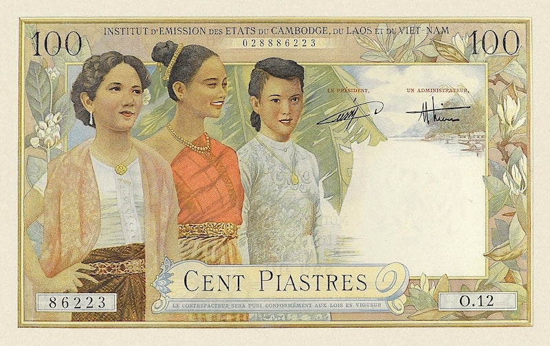 French Indochina banknotes, Vietnam, Viện Phát hành, 100 Piastres, 1953, Pick P-108, UNC