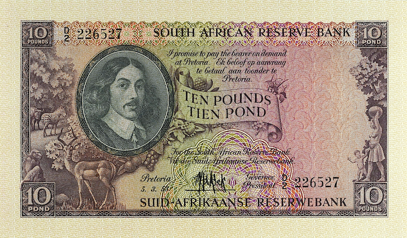 South Africa banknotes, 10 Pounds, Year 1948, Pick P-98, UNC