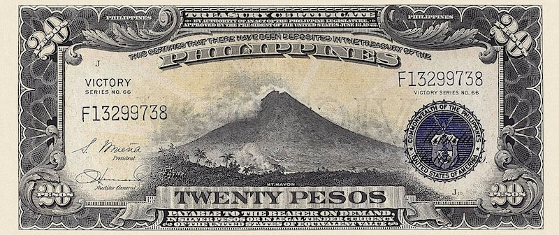 Philippines banknote, United States Treasury Certificate, Victory Issue, 20 Pesos, 1944, Pick P-98, UNC