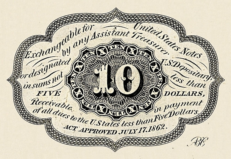 United States Fractional Currency banknote, 10 Cents, 1862, Pick P-98, UNC