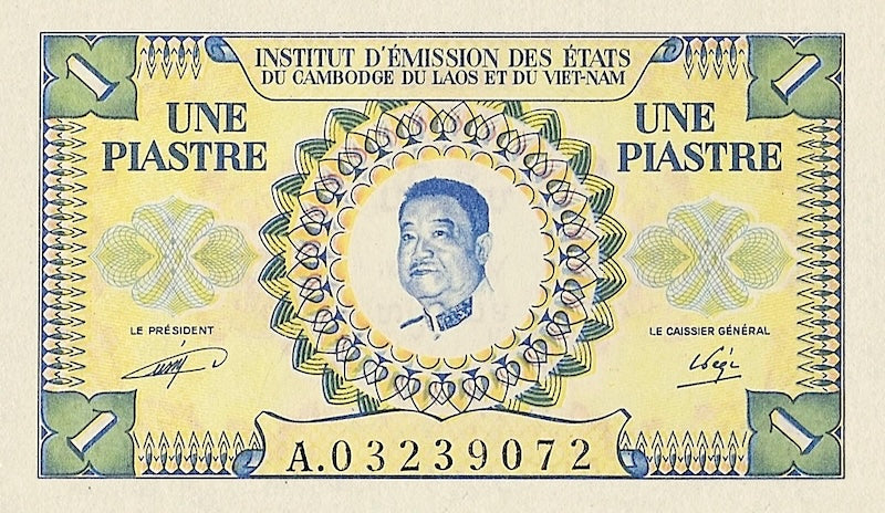 French Indo-China banknotes, Laos Issue, 1 Piastre, 1953, Pick P-99, UNC