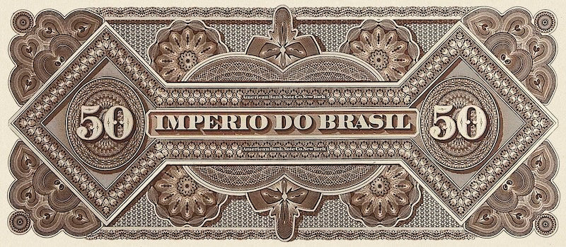 Brazil banknotes, Imperio do Brasil, Dom Pedro II, 50 Mil Reis, 1870 (Estampa 5), Pick P-A246, UNC