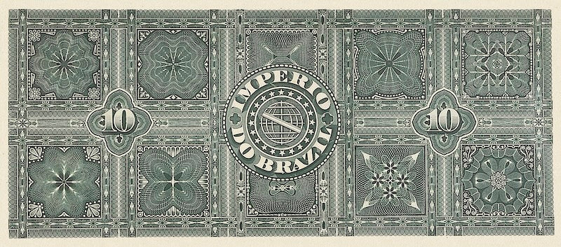 Brazil banknotes, Imperio do Brasil, Dom Pedro II, 10 Mil Reis, 1885 (Estampa 8), Pick P-A262, UNC