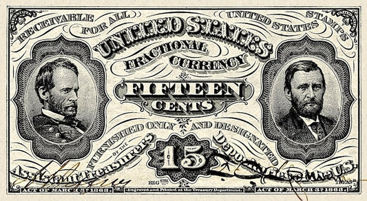 United States Fractional Currency banknote, 15 Cents, Unissued 1863, Pick P-NL, UNC
