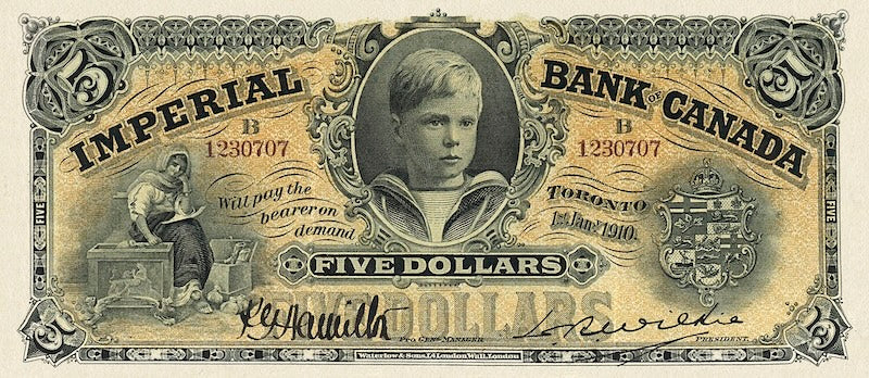 Canada banknote, Imperial Bank, $5 Dollars, 1902, Pick P-S1130, UNC