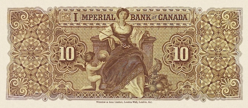 Canada banknote, Imperial Bank, $10 Dollars, 1902, Pick P-S1131, UNC