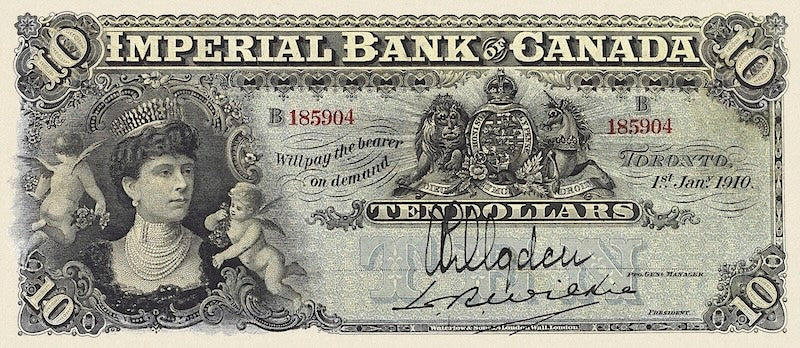 Canada banknote, Imperial Bank, $10 Dollars, 1902, Pick P-S1131, UNC